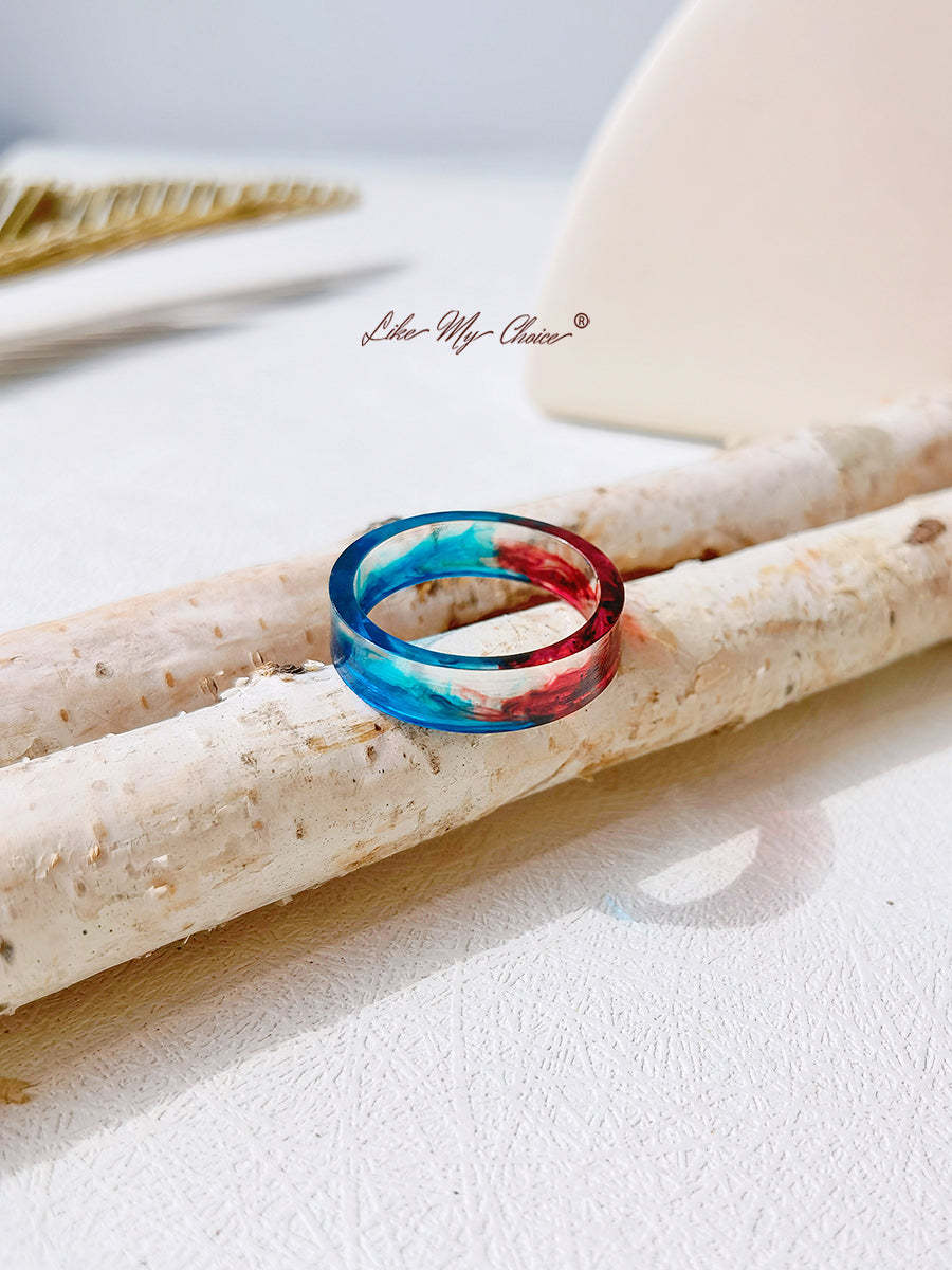 Ice and Fire Crystal Stained Resin Ring