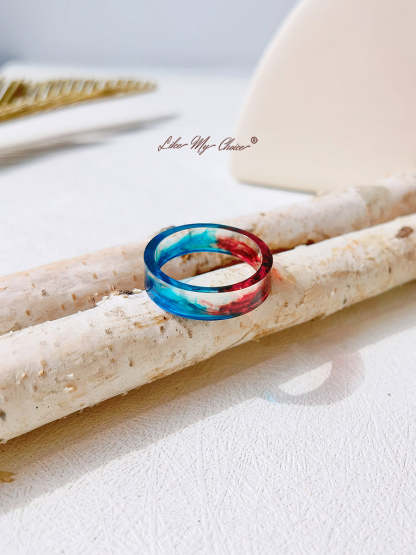 Ice and Fire Crystal Stained Resin Ring