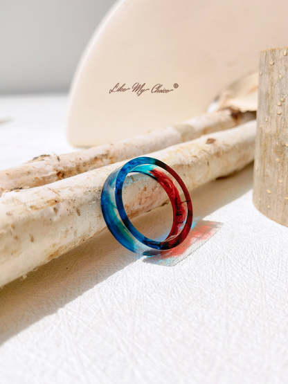 Ice and Fire Crystal Stained Resin Ring