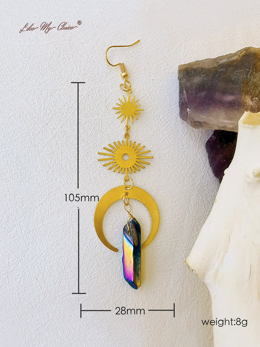 Witchy Eye Moon Crystal Earrings-Likemychoice