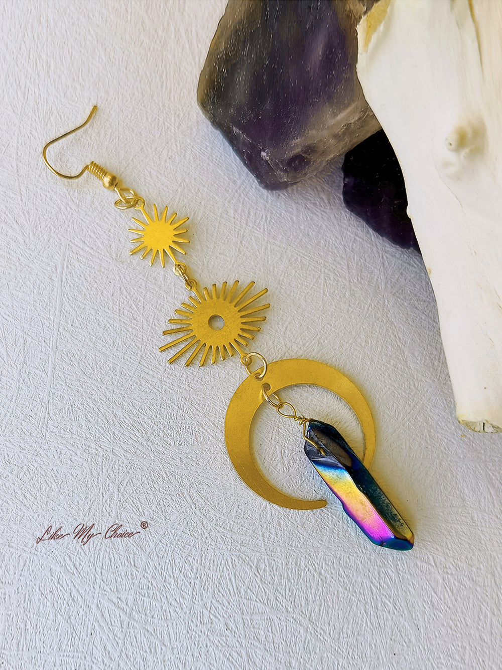 Witchy Eye Moon Crystal Earrings-Likemychoice