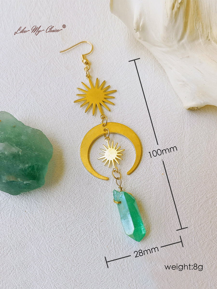 Witchy Eye Moon Crystal Earrings-Likemychoice
