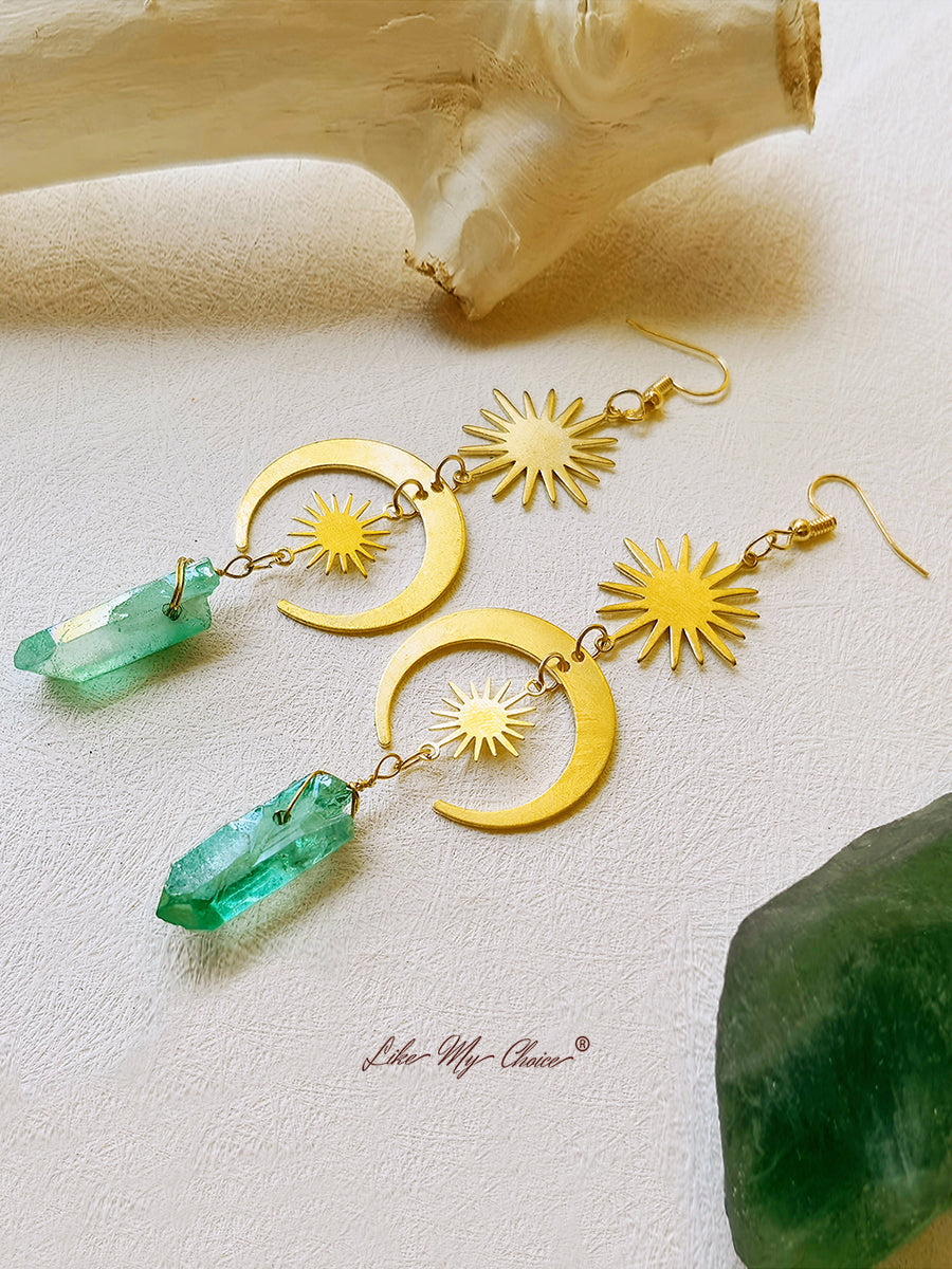 Witchy Eye Moon Crystal Earrings-Likemychoice