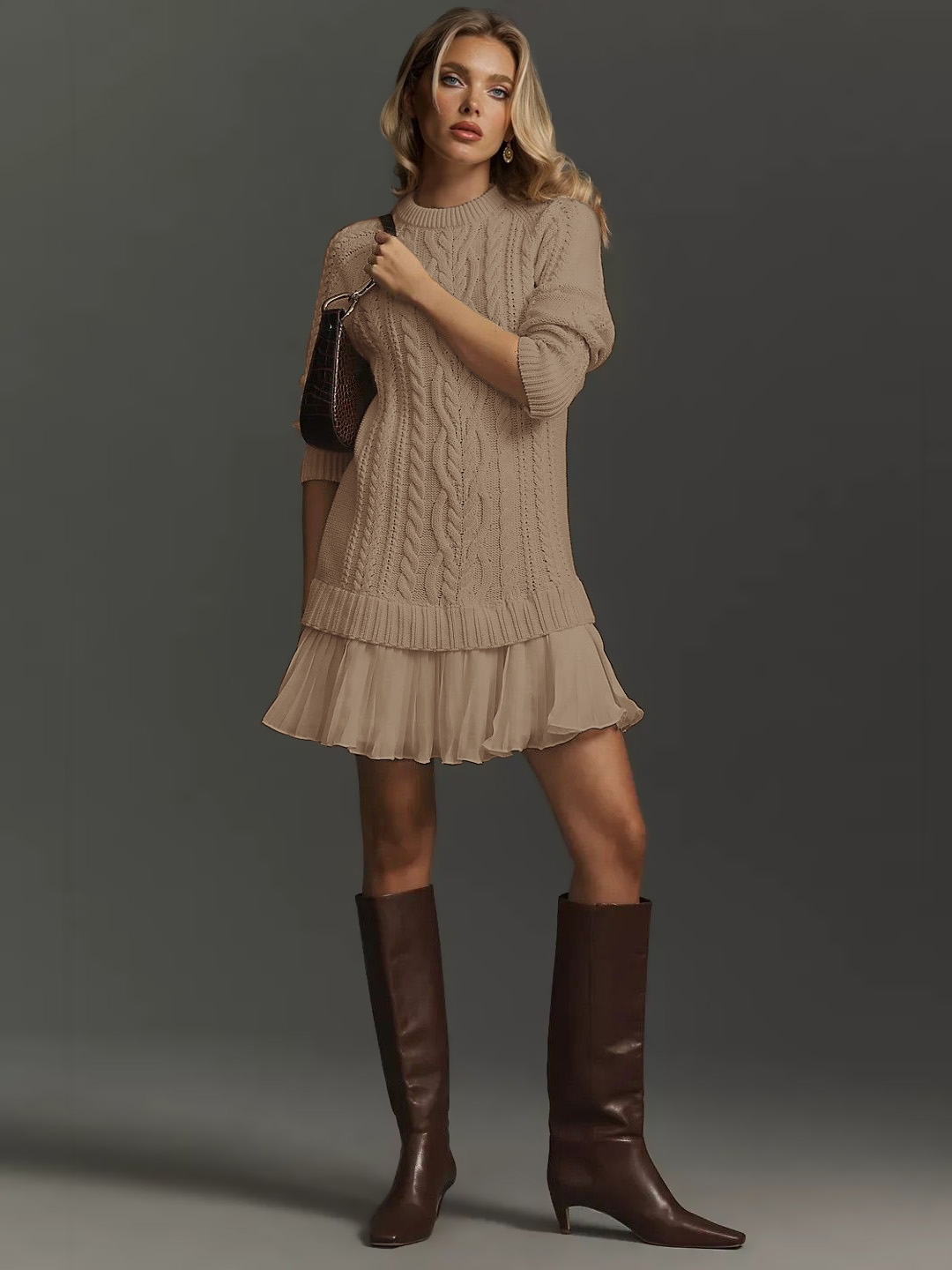 Casual Twist Sweater Mini Dress