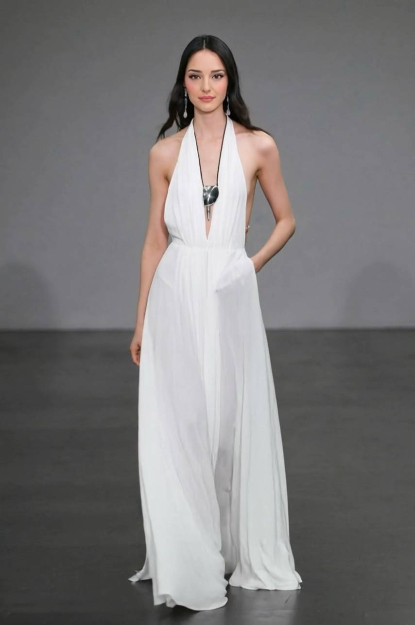 Vacation-style Halter-Neck Backless Maxi Dress