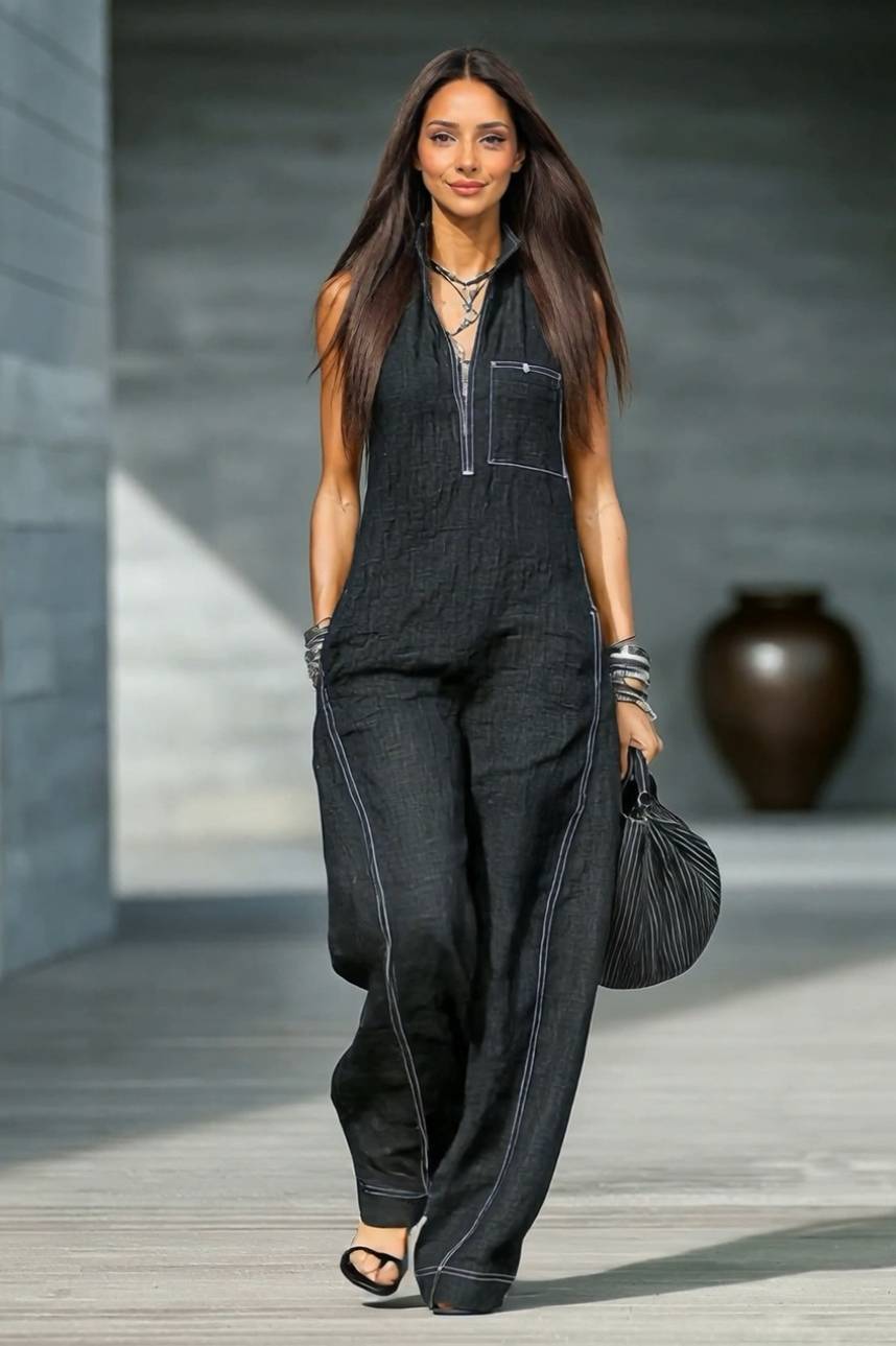Holiday Style Color Contrast Jumpsuit