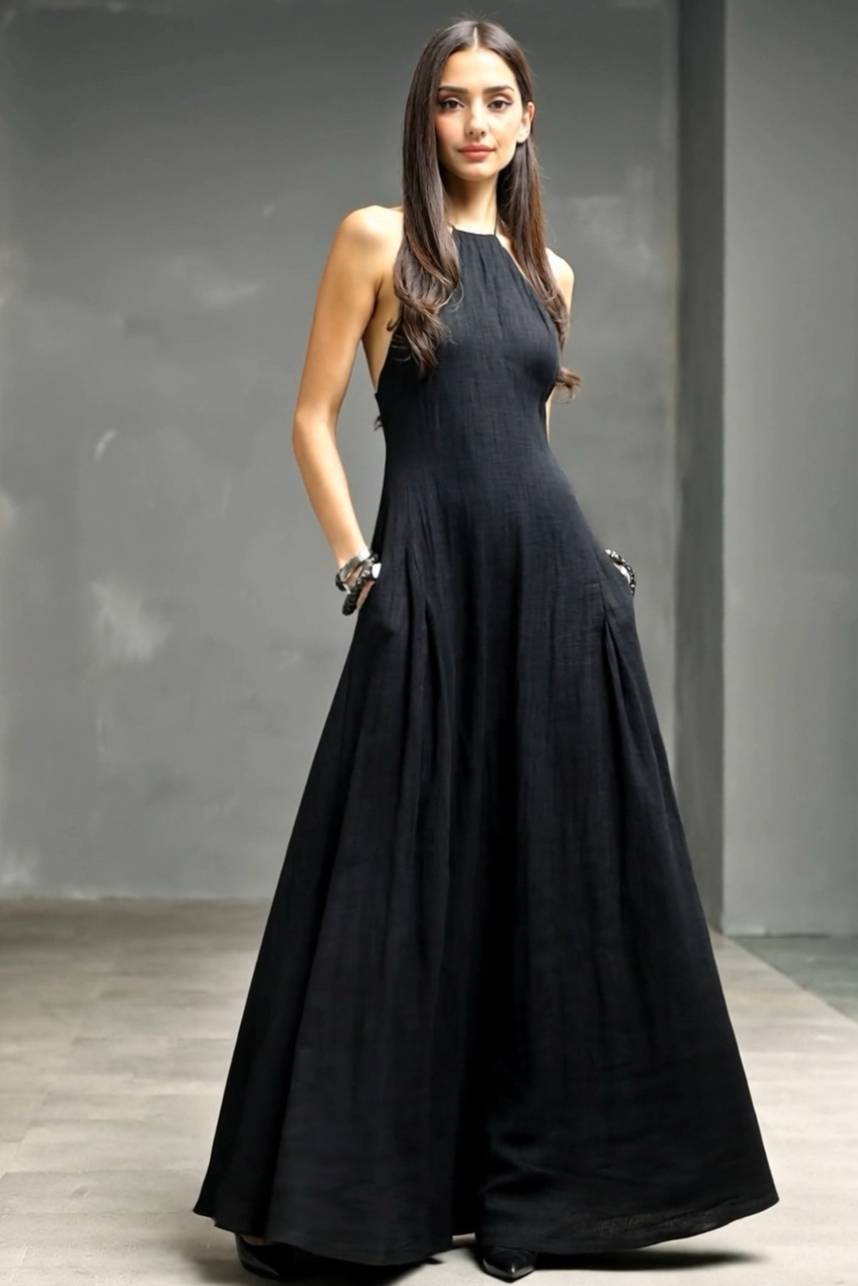 Vacation Style Halter-neck Maxi Dress