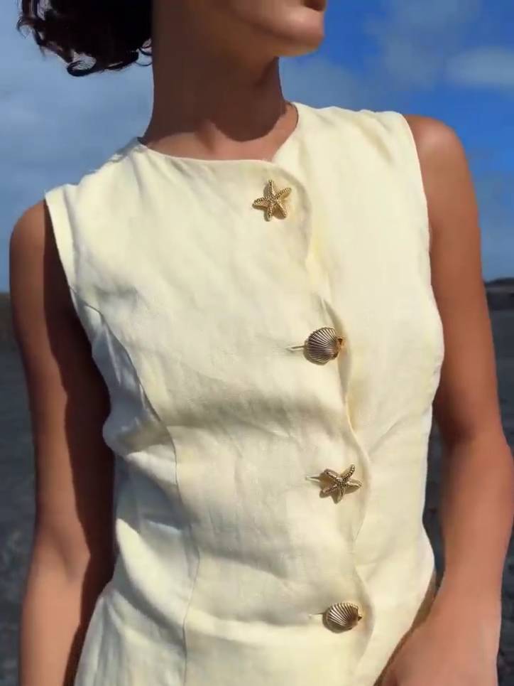 Starfish And Shell Button Mini Dress