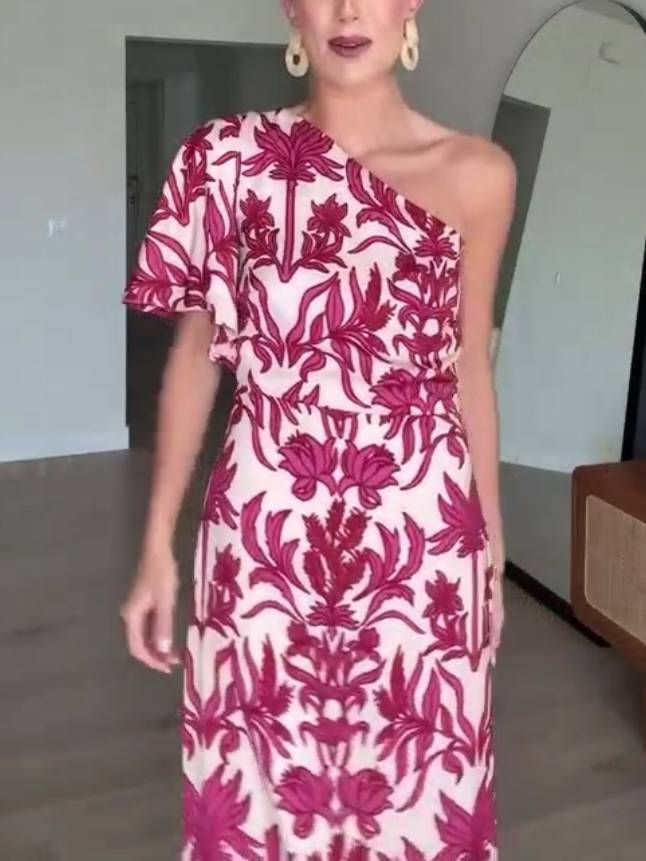 Two-Way Off-Shoulder Print Dress