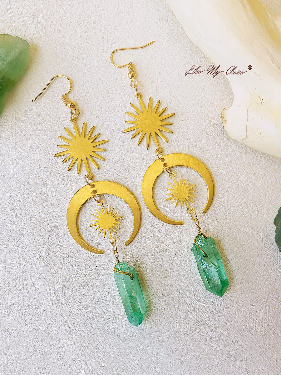 Witchy Eye Moon Crystal Earrings-Likemychoice