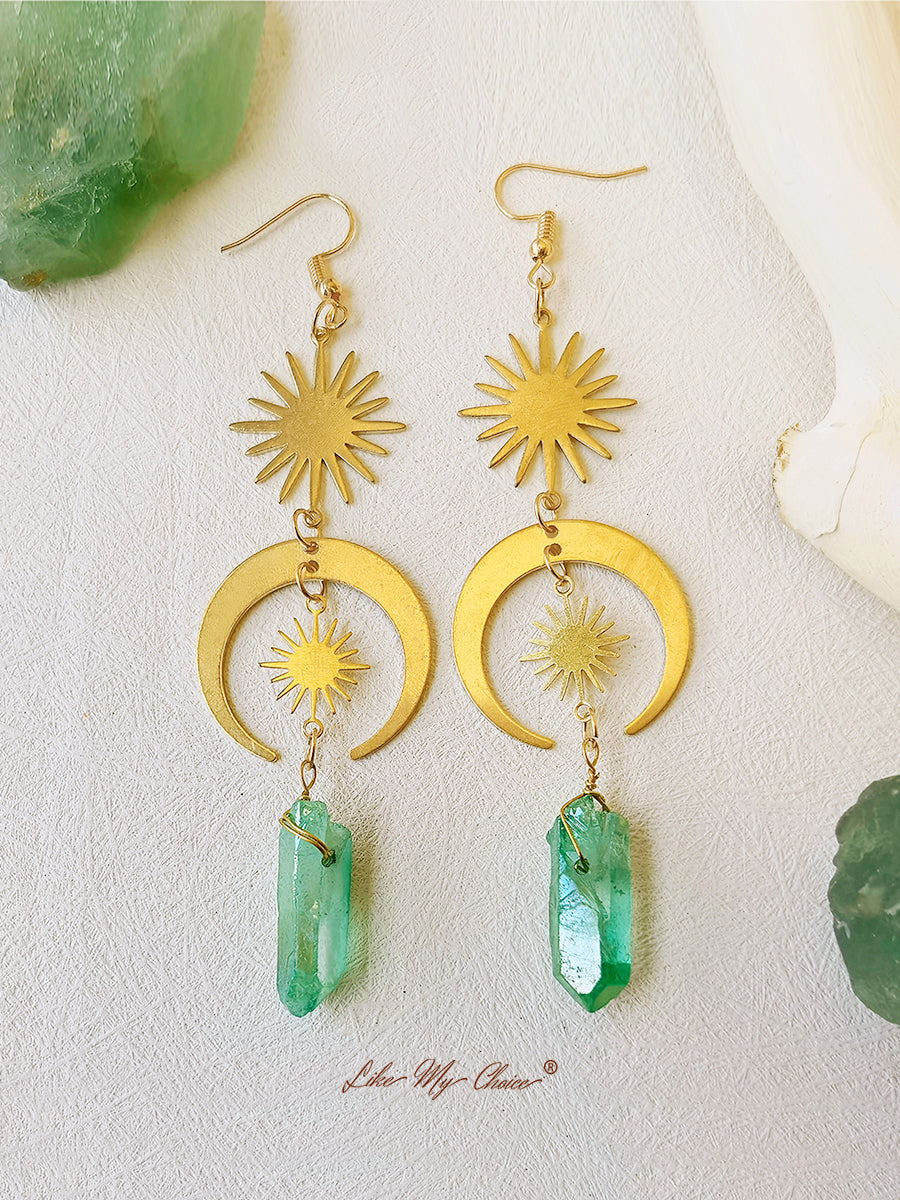 Witchy Eye Moon Crystal Earrings-Likemychoice