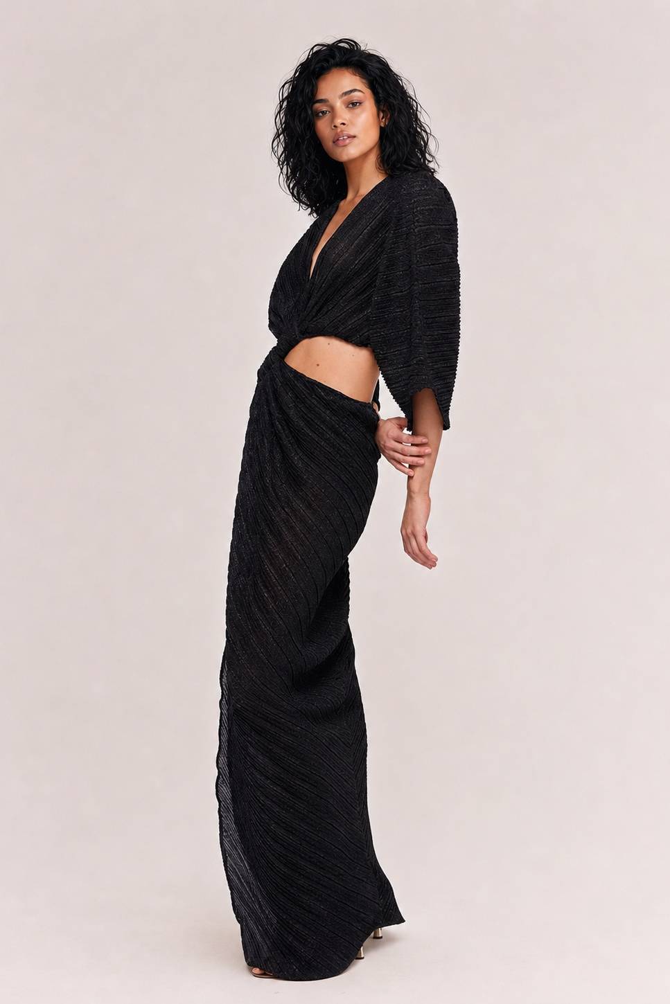 Sexy Twist-Front Cut-Out Maxi Dress
