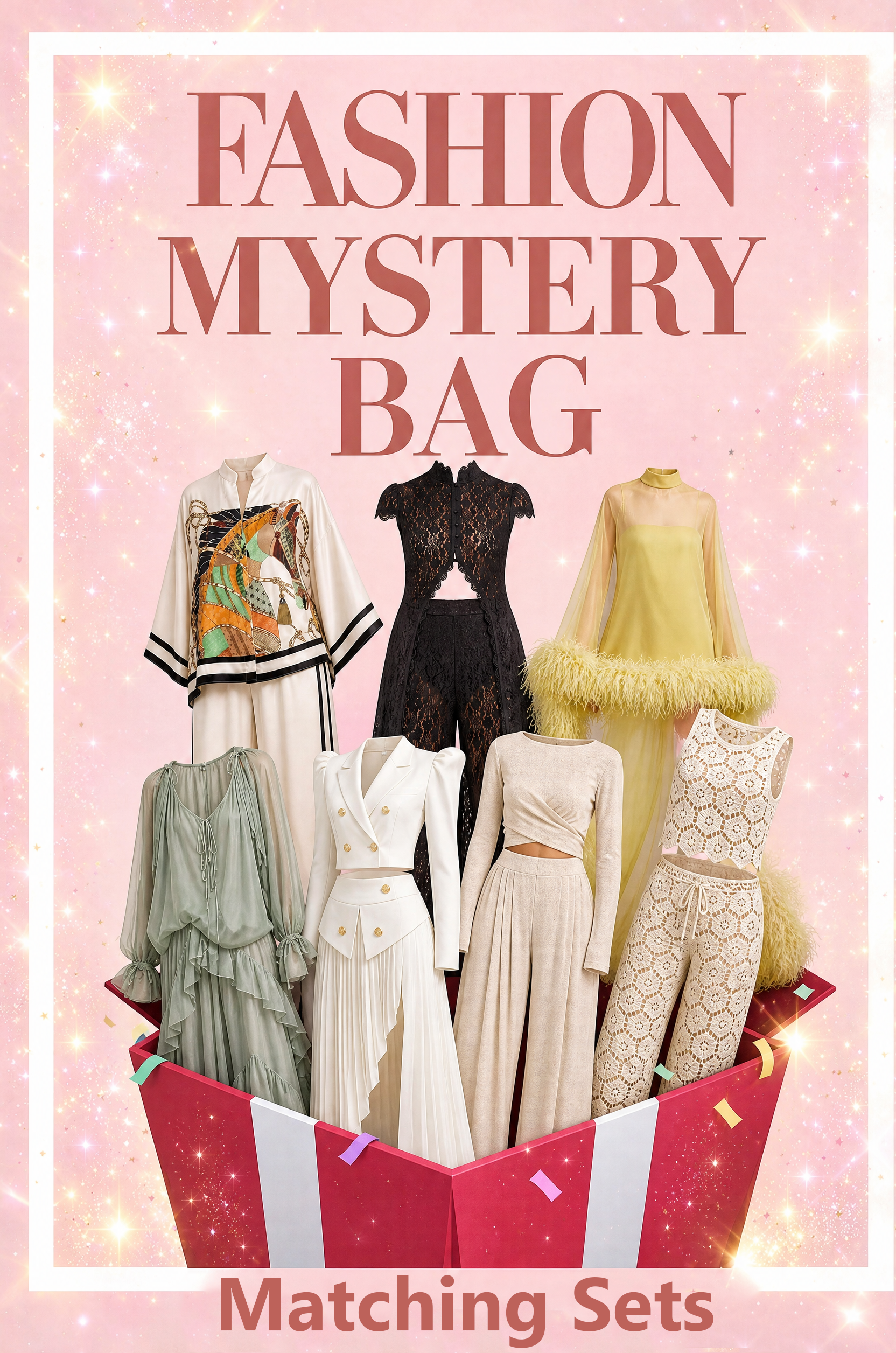 Women's Fashion Mystery Bag Surprise Two Piece Outfits Assorted Styles Set