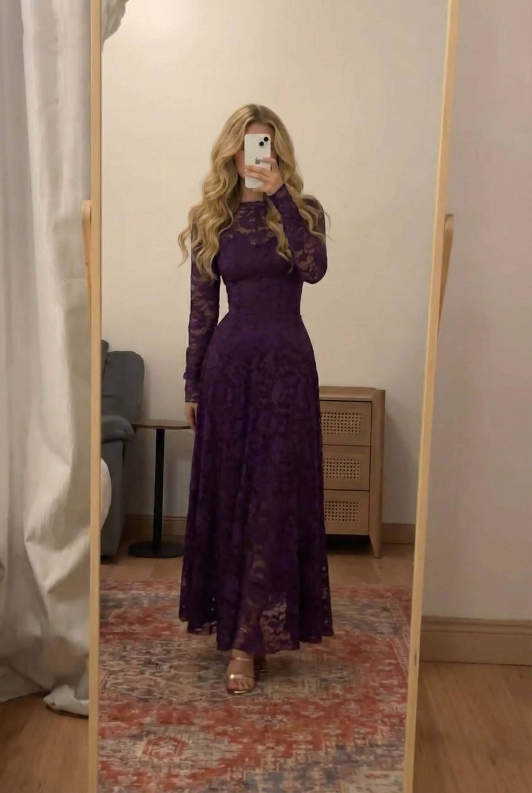 Lace Trumpet Sleeve Maxi Dress