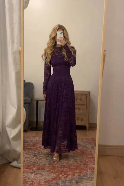 Lace Trumpet Sleeve Maxi Dress