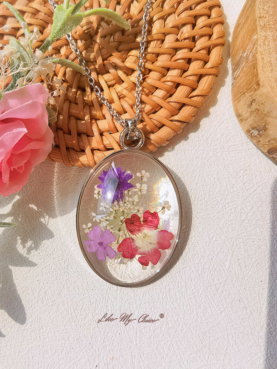 Dried, Pressed Flower cheapest Pendant Necklace