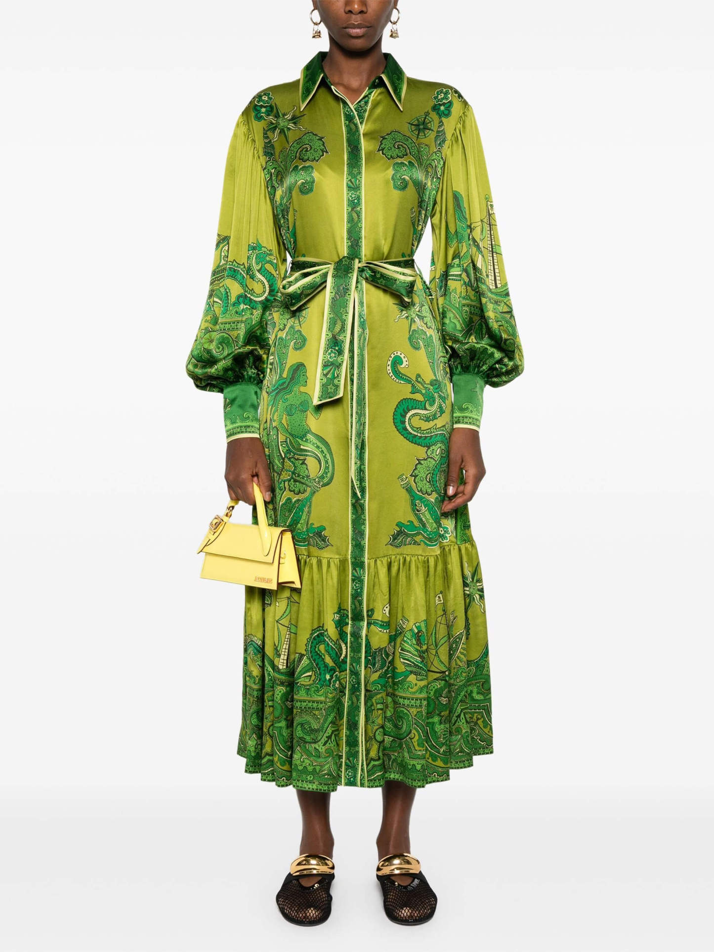 Exquisite Graphic Print Single-breasted Midi Dress