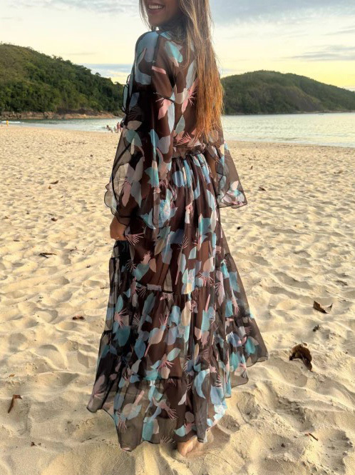 Casual Floral Print Beach Skirt Two-Piece Set