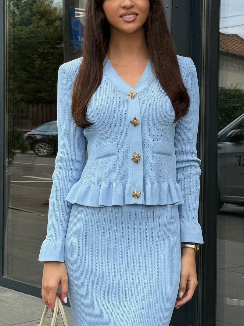 Exquisite Hollow Knitted Long-sleeved Cardigan