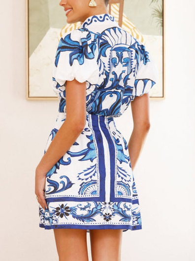 Exquisite Painted Floral Print Short Skirt