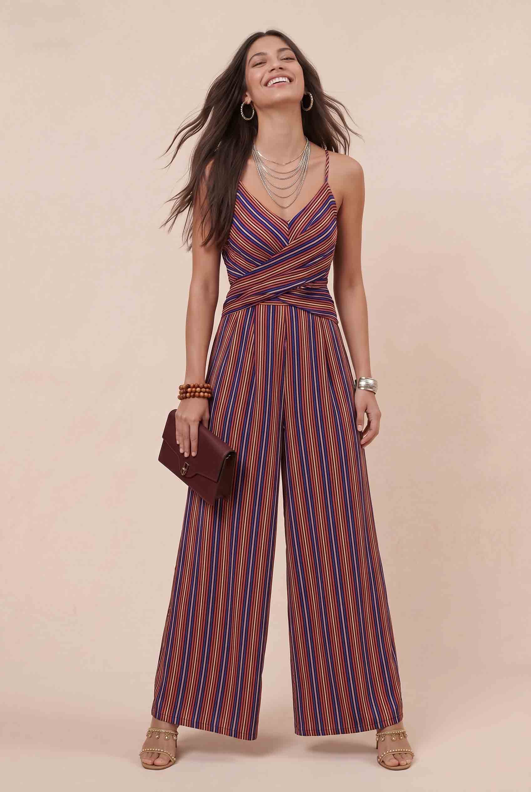 Striped Printed Sling Jumpsuit