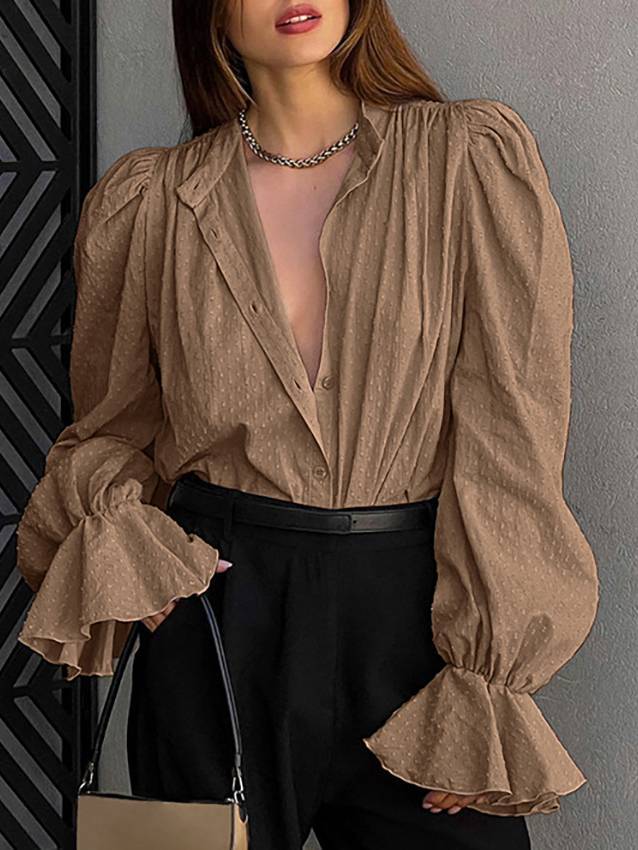 Jacquard Puff Sleeve Shirt