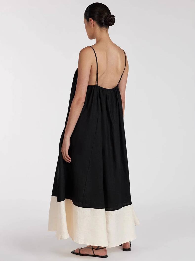 Color Matching Sling Maxi Dress
