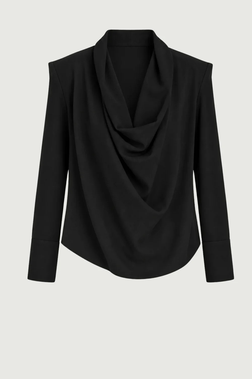 Women's Black Cowl Neck Long Sleeve Top and Wide Leg Pants Set [erp-image:80f1b775f1fa49b93fdbe366]