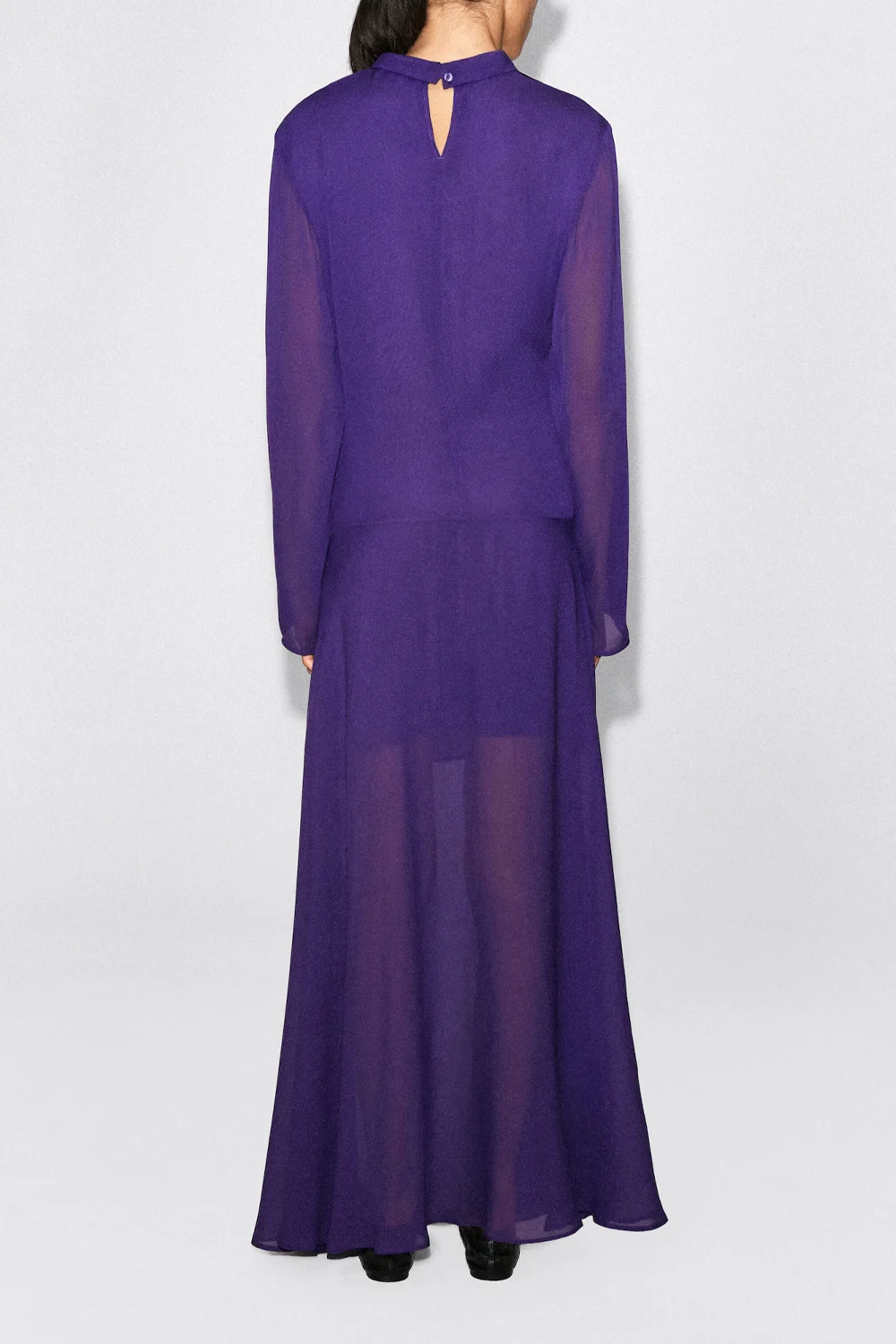 Purple High Neck Long Sleeve Sheer Chiffon Maxi Dress [erp-image:b76cefc48c42e16ec2896f43]