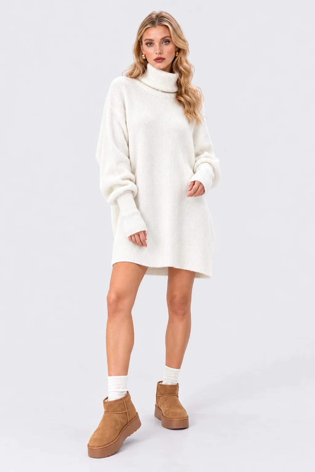 Turtleneck Drop Shoulder Oversized Knit Sweater Dress [erp-image:7dec2169d7ffc673e5f4ff89]