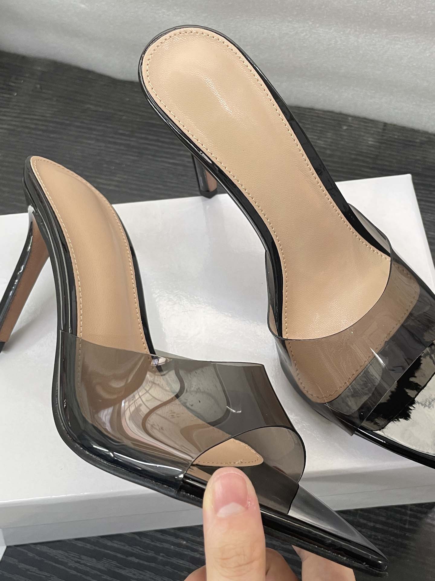 Minimalist Transparent One-strap High-Heeled Slippers