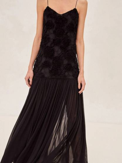 Three-dimensional Flower Splicing Sling Dress