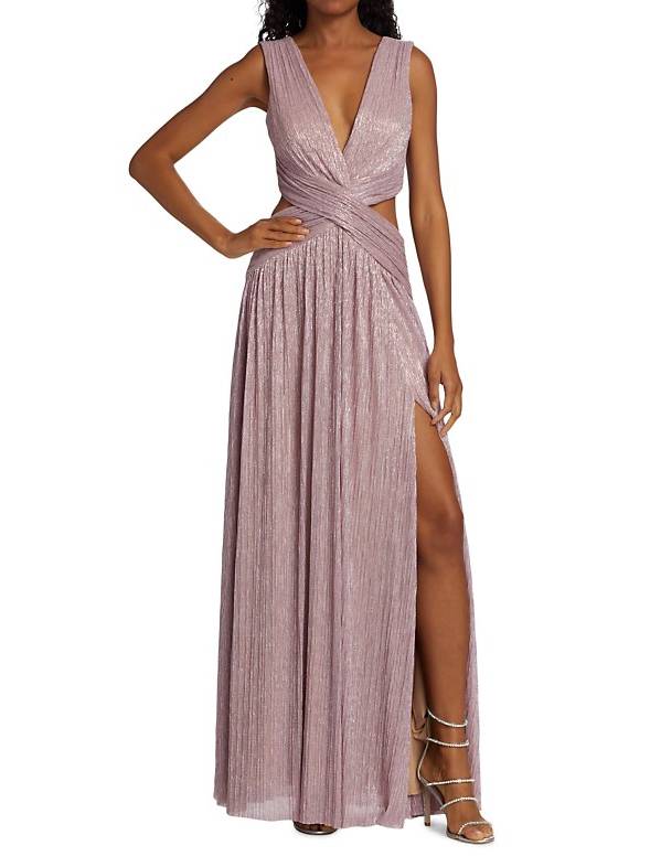 V-Neck Hollow Slit Maxi Dress