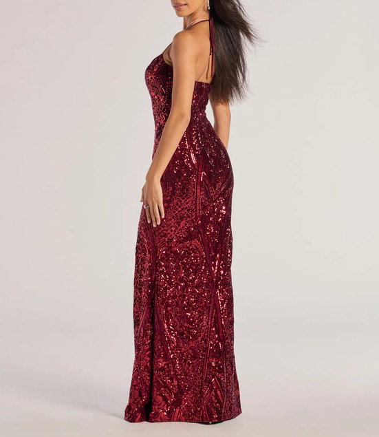 Sequined Halter Neck Sling Dress