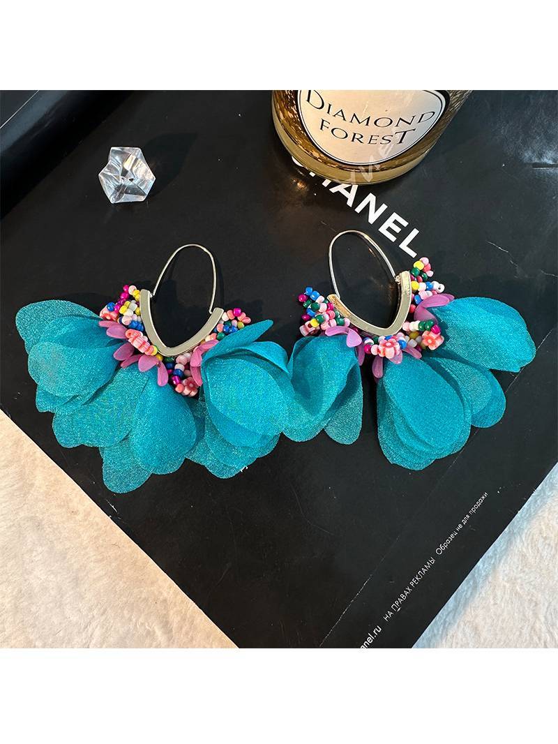 Colorful Tassel Petal Earrings
