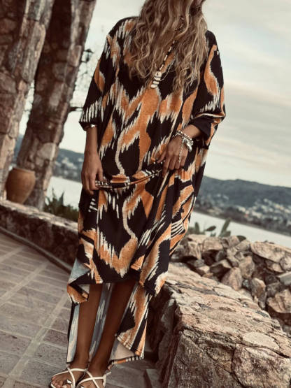 Contrast Color Vintage Dress