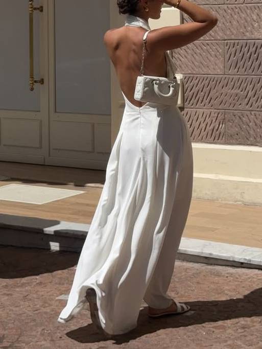 Elegant Halter Neck Backless Maxi Dress