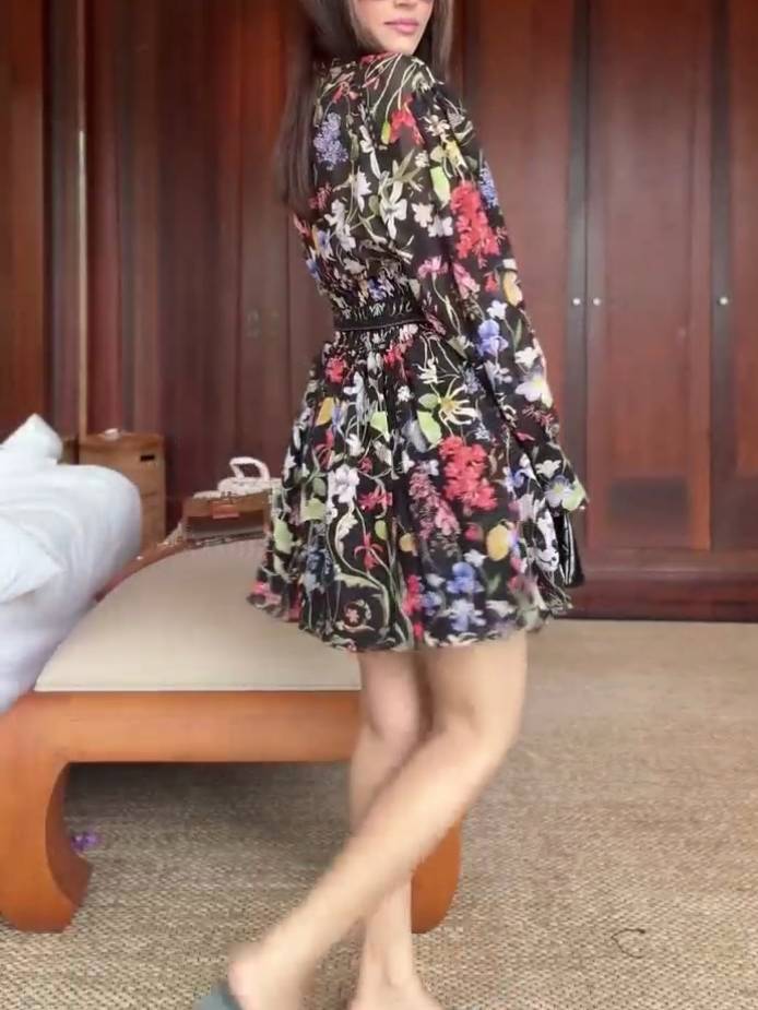 Unique Printed Belt Dress