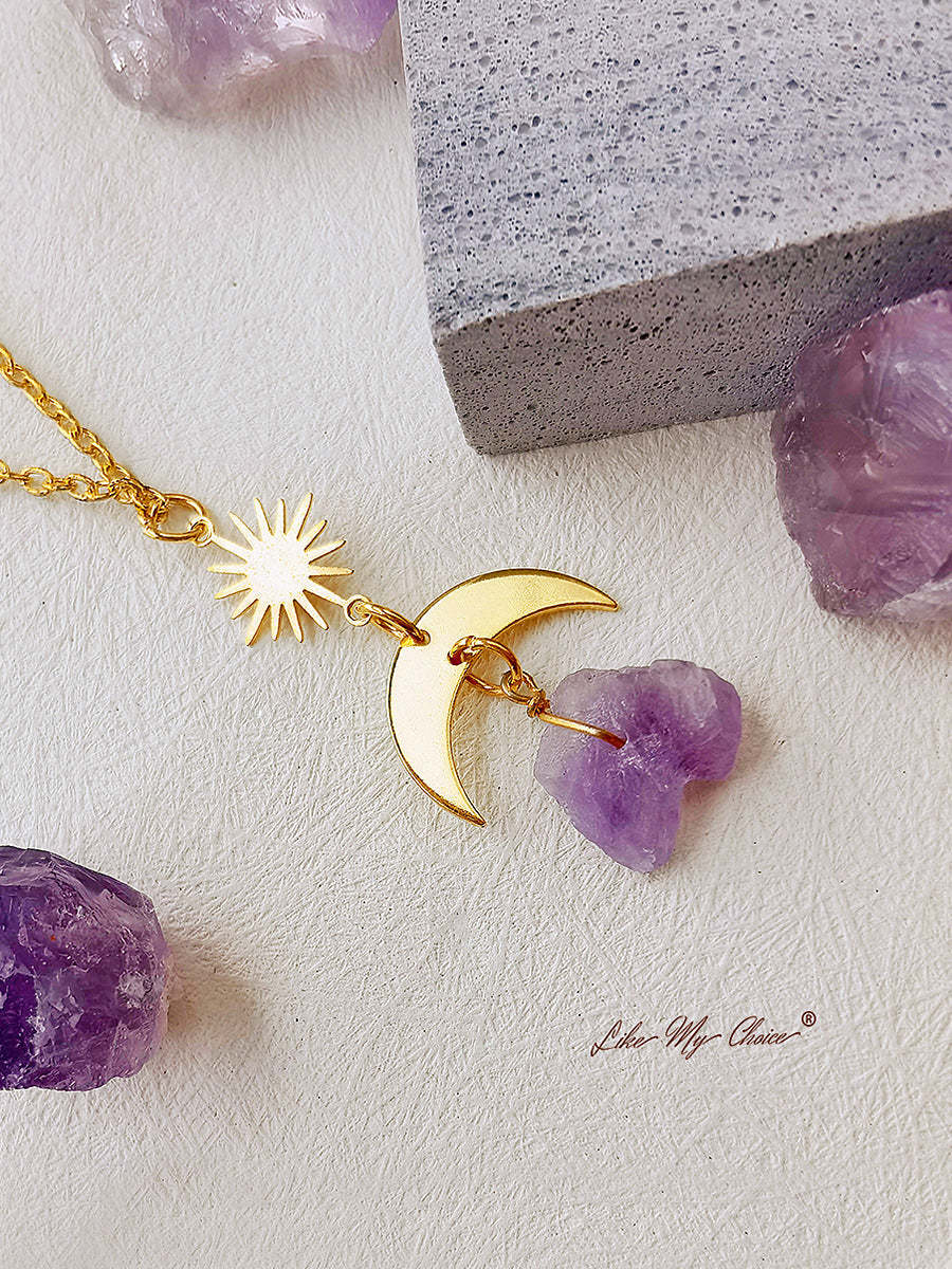 Crescent Moon Amethyst Necklace