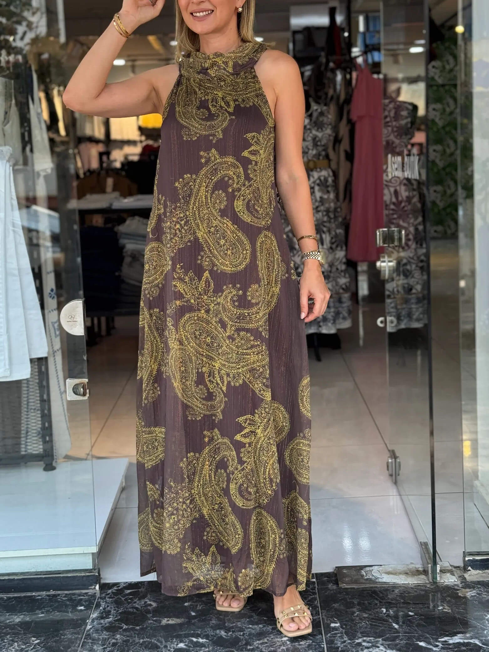 Glittery Vintage Paisley Pattern Dress