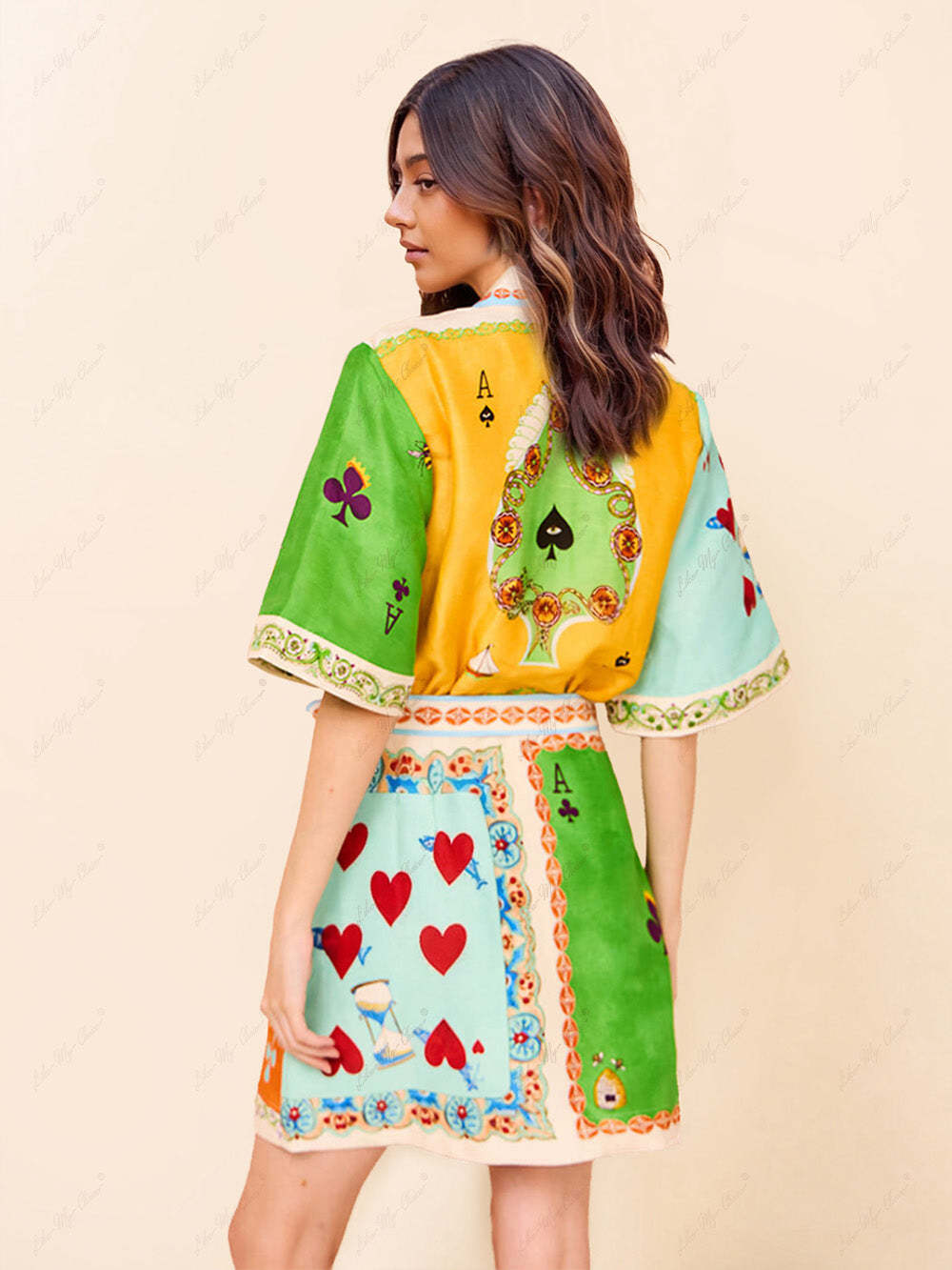 Casual Fashionable Fun Printed Shirt Cardigan Short Dress