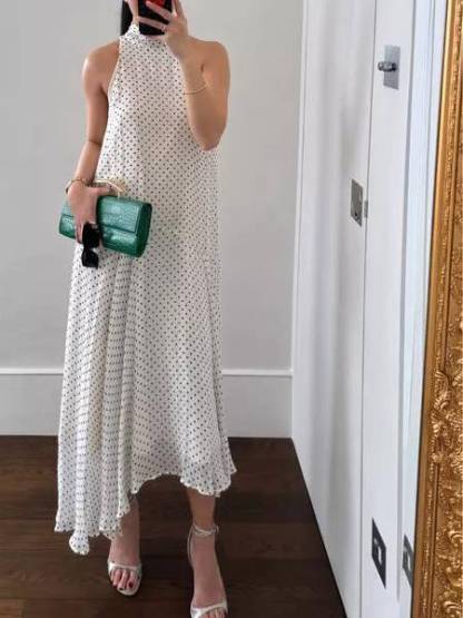 Irregular Hem Polka Dot Dress
