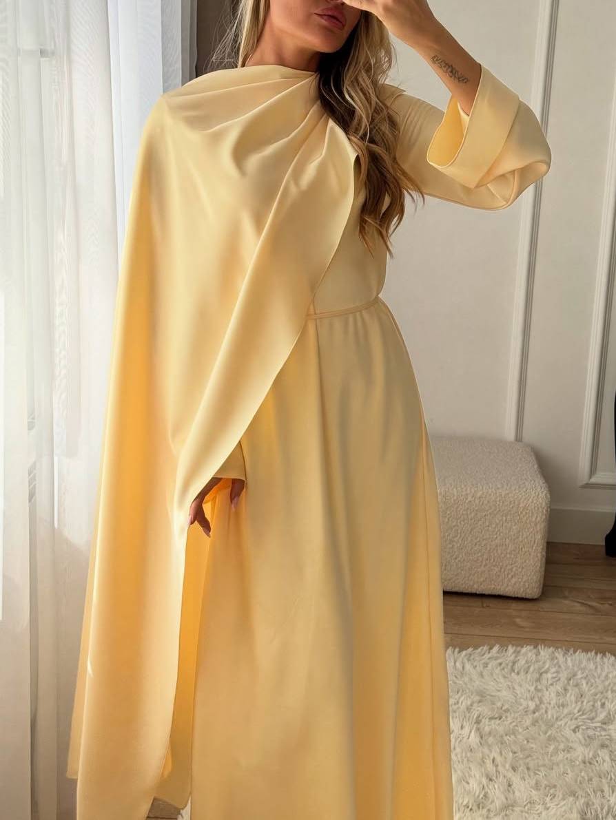Slanted Hem Scraf Design Maxi Dress