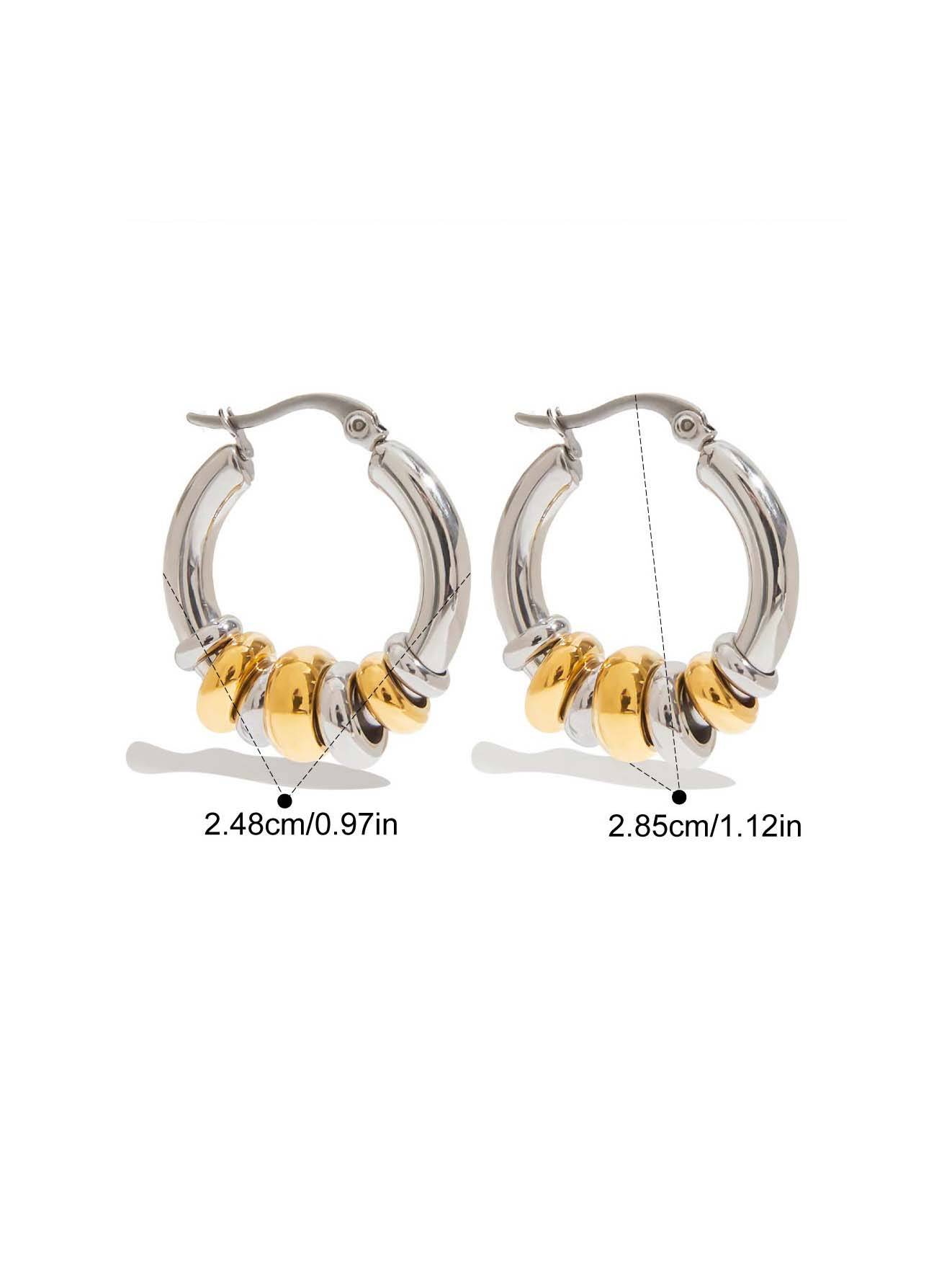 Minimalist Circle Two-Tone Earrings