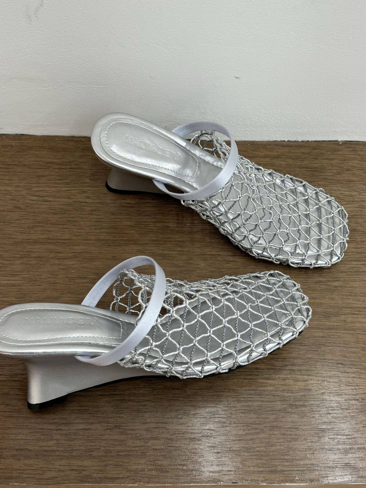 Fishnet Wedge Slippers