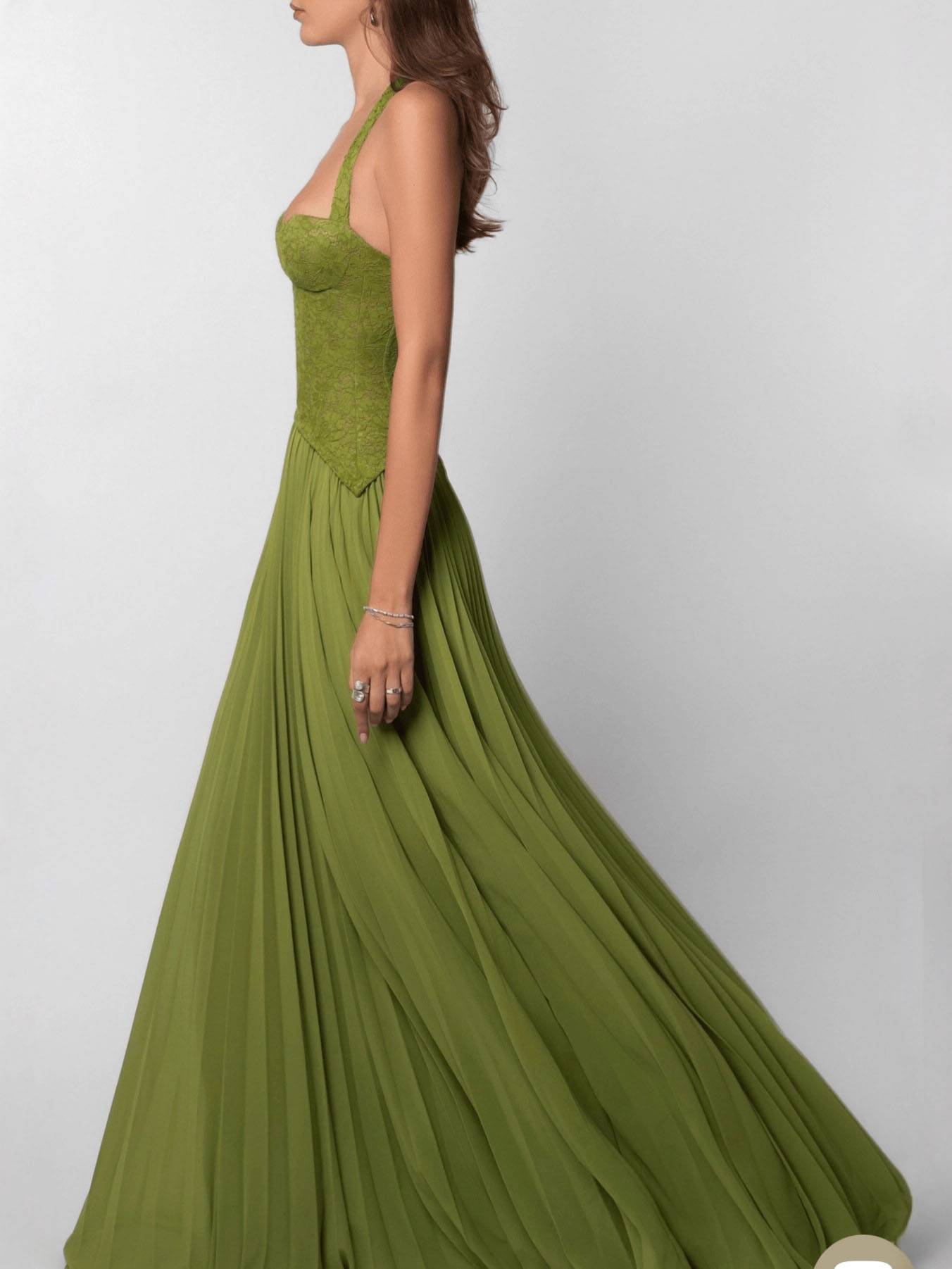 Lace Splicing Halter Neck Maxi Dress