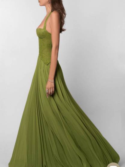 Lace Splicing Halter Neck Maxi Dress