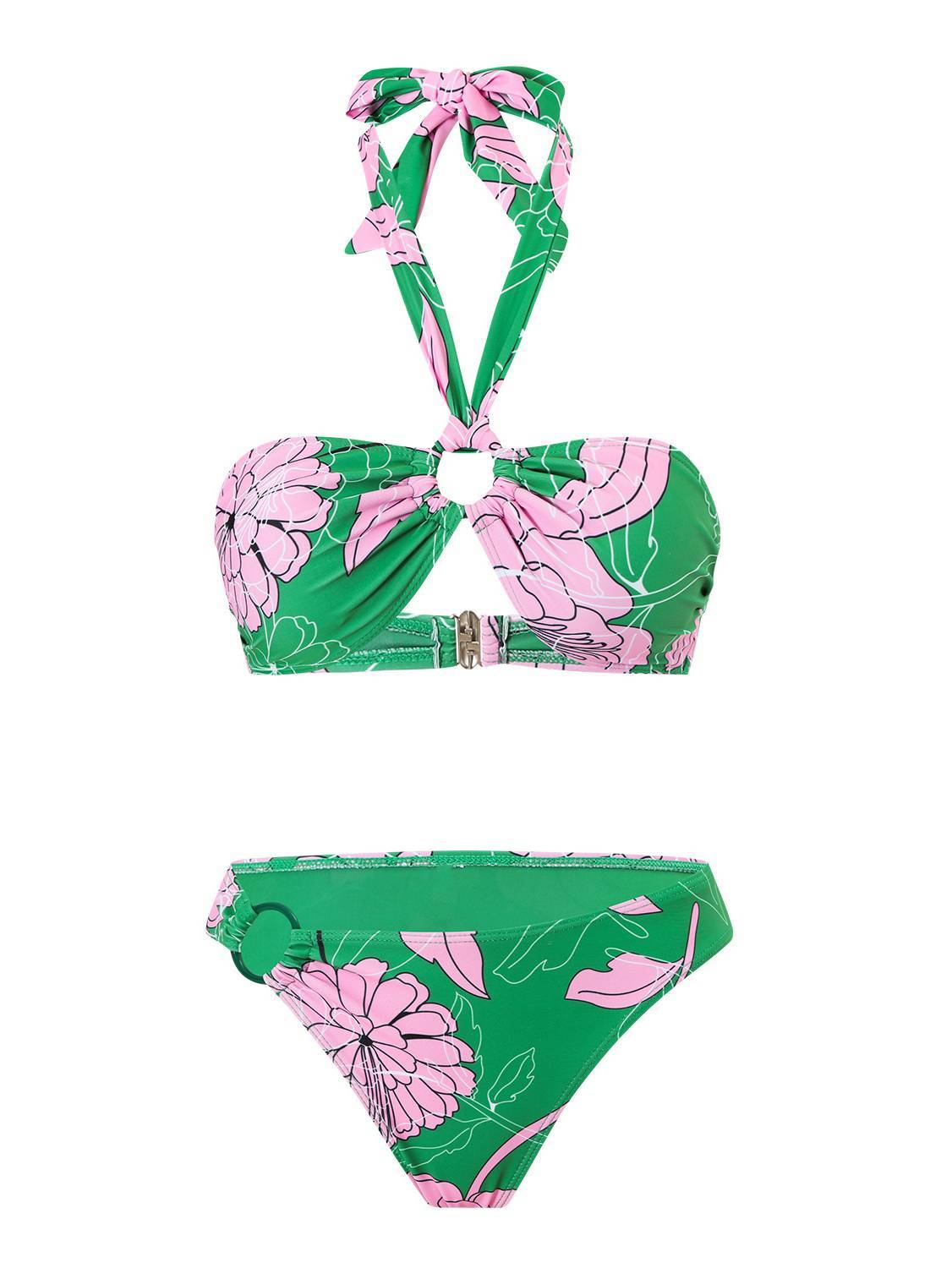 Printed Halterneck Bikini Two-Piece Set