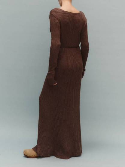 Minimalist Long Sleeve Knitted Maxi Dress