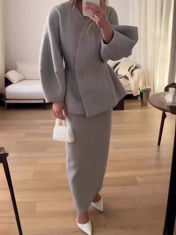 Puff Sleeve Dress Suit